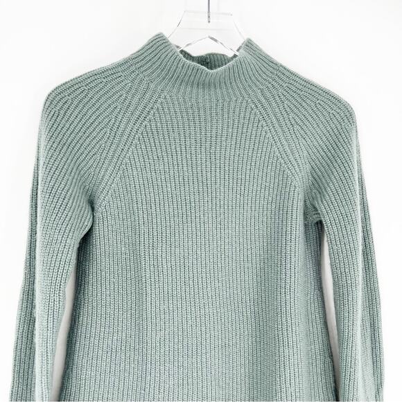Vince Shaker Rib Mock Neck Wool Blend Sweater S Green - Picture 4 of 6